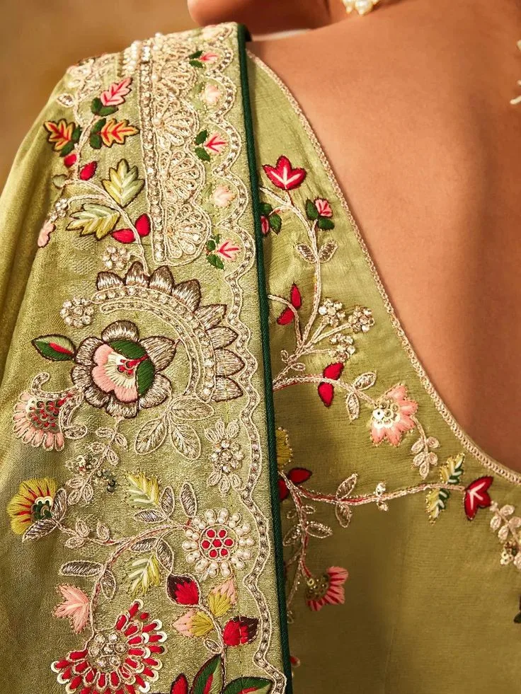 Pre-draped saree stitching (ruffle / belt)