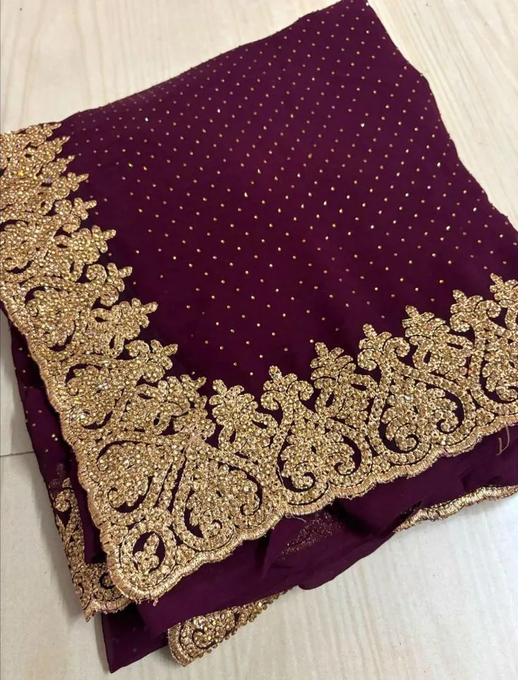 Designer embroidered georgette sarees (wholesale)