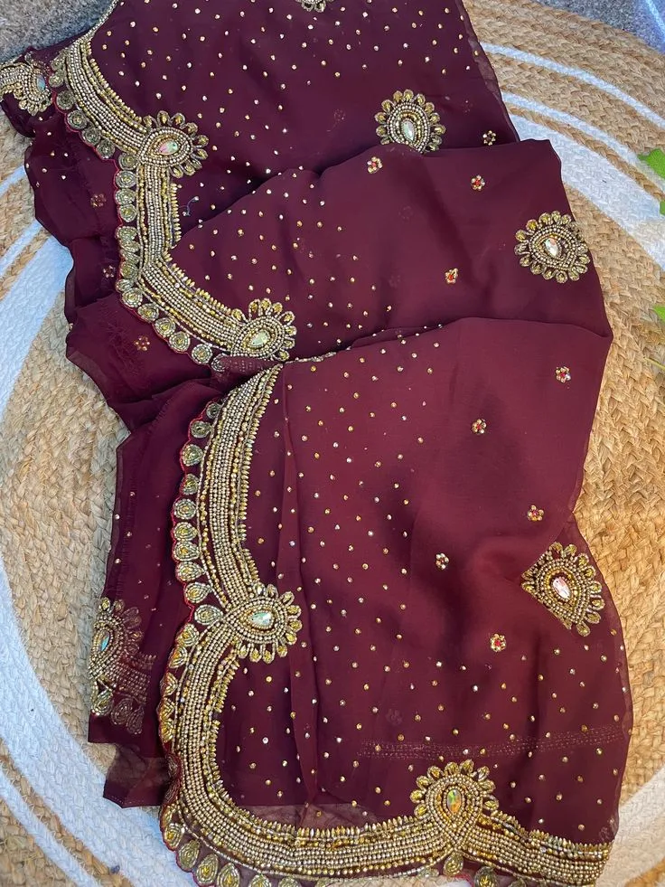 Designer embroidered georgette sarees (wholesale)